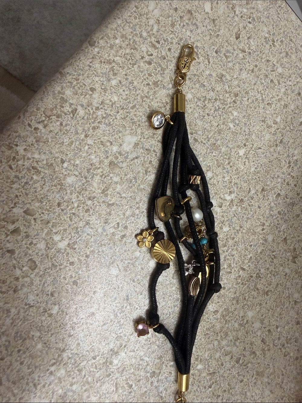 Juicy Couture Black Multi-Strand Charm Bracelet with Gold Accents